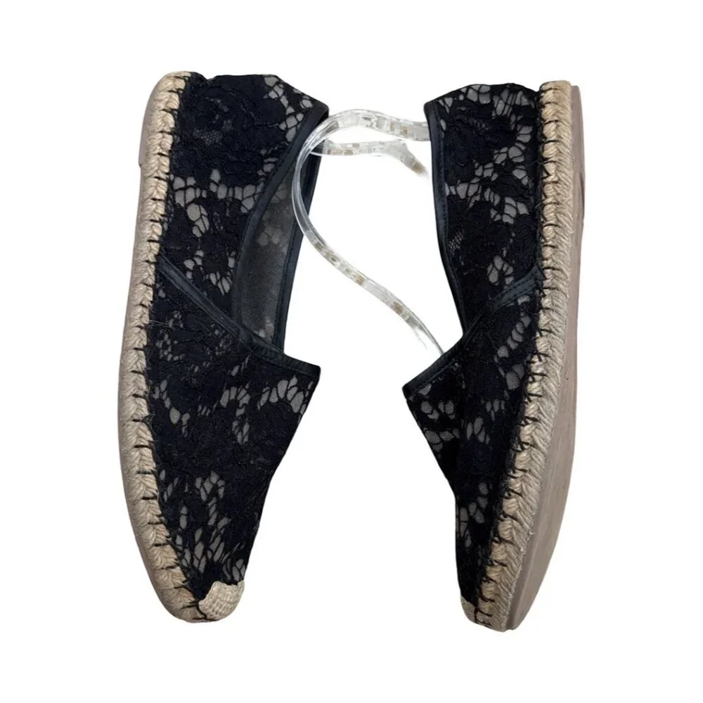 Valentino Garavani black floral lace espadrilles size 41